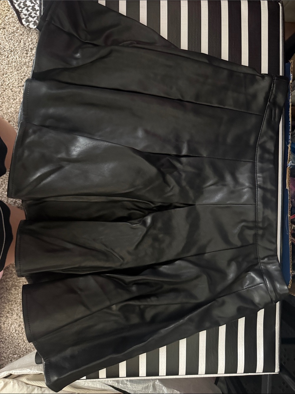 fab'rik Black Faux Leather Circle Skirt